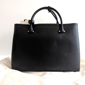 NEW Italic Clarice Calf Skin Black Leather Tote Bag DAMAGED
